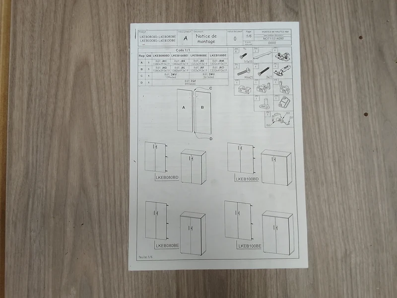 Portes de placard aggloméré décor noyer - 1333 x 495 x 20 mm