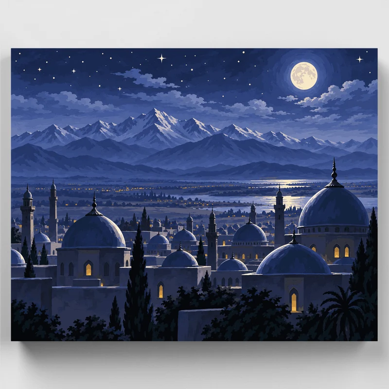 Moonlit Dome Skyline - Paint by Numbers Kit