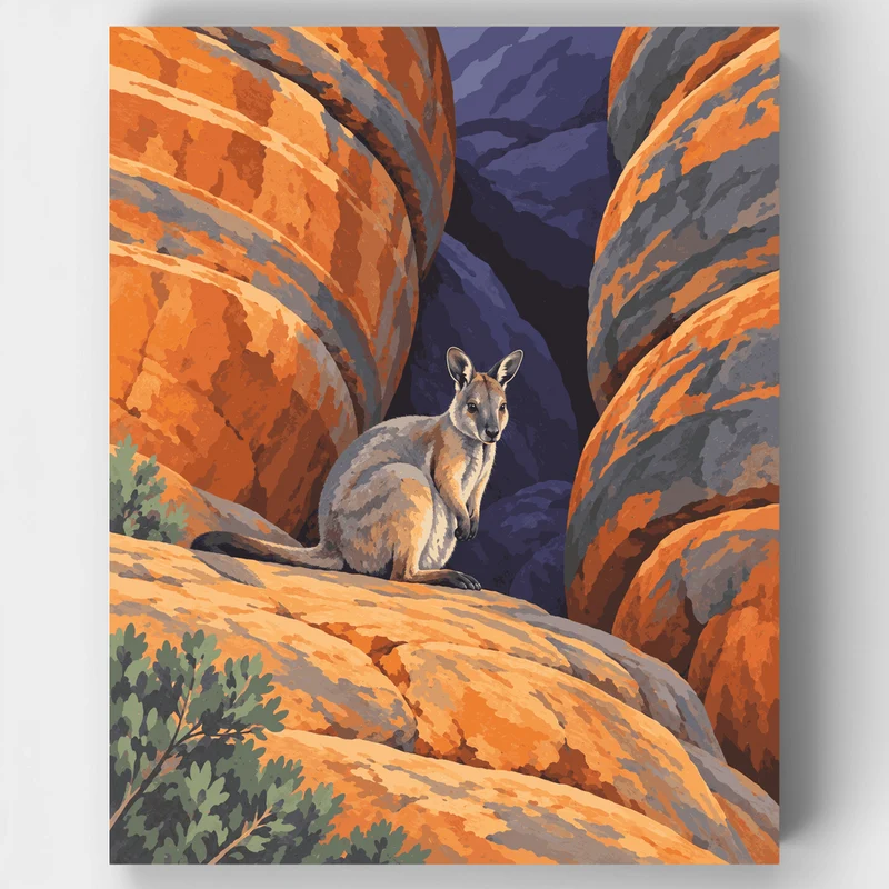 Sheltered Rock Wallaby - Paint by Numbers Kit