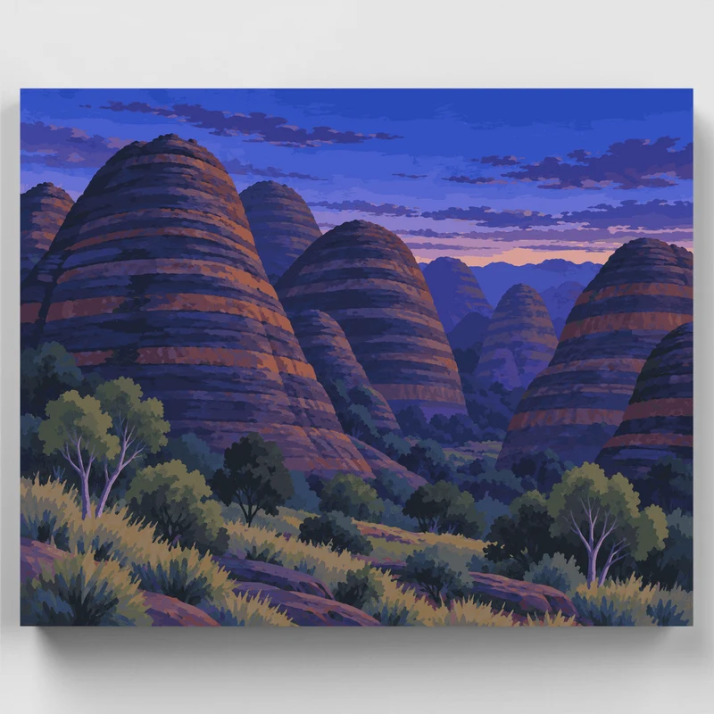 Beehive Domes at Dusk - Paint by Numbers Kit