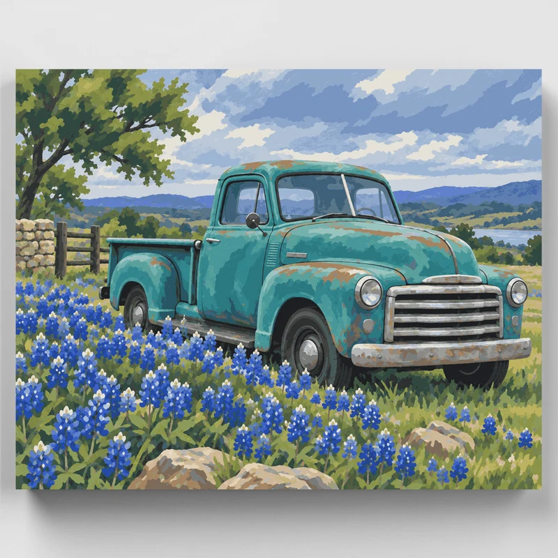 Weathered Teal Pickup - Paint by Numbers Kit