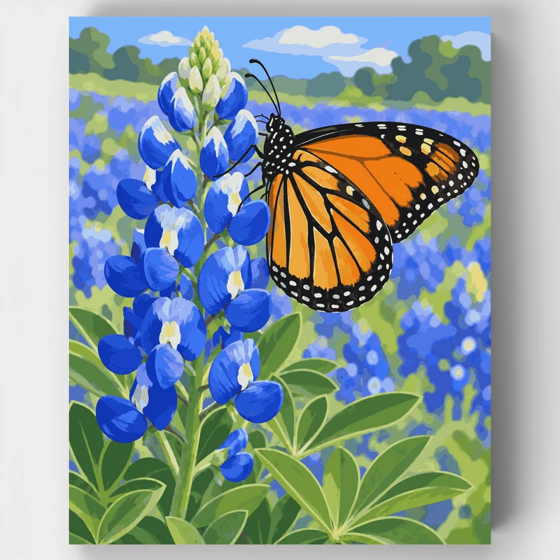 Monarch on Bluebonnet - Paint by Numbers Kit