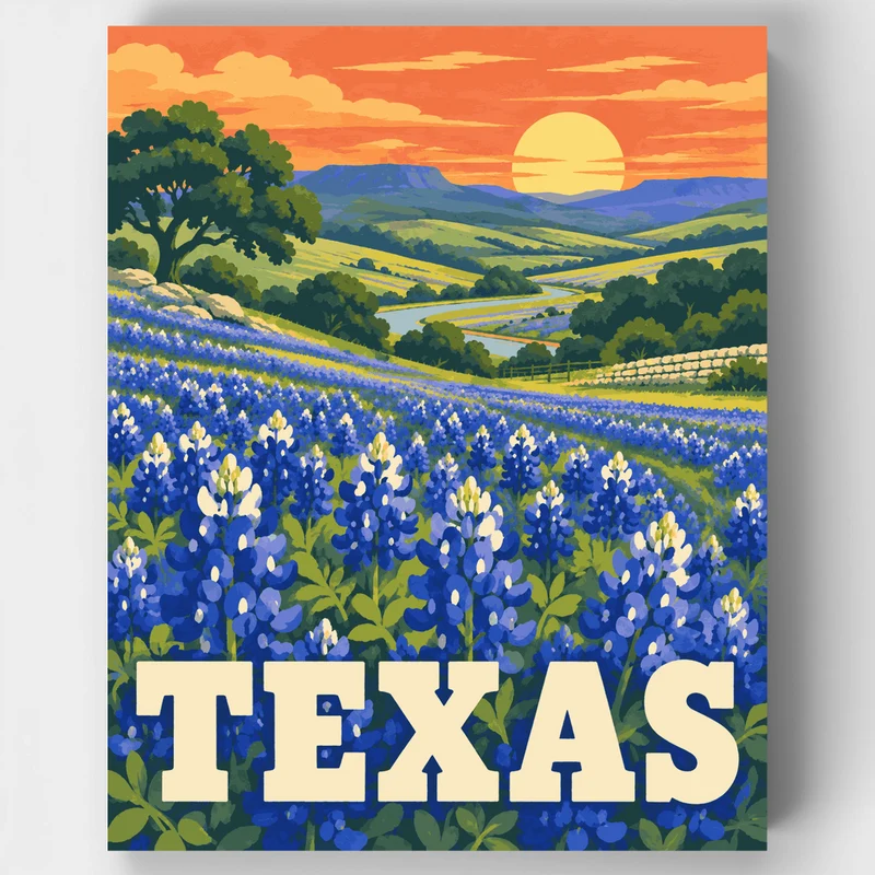 Hill Country Bluebonnets - Paint by Numbers Kit