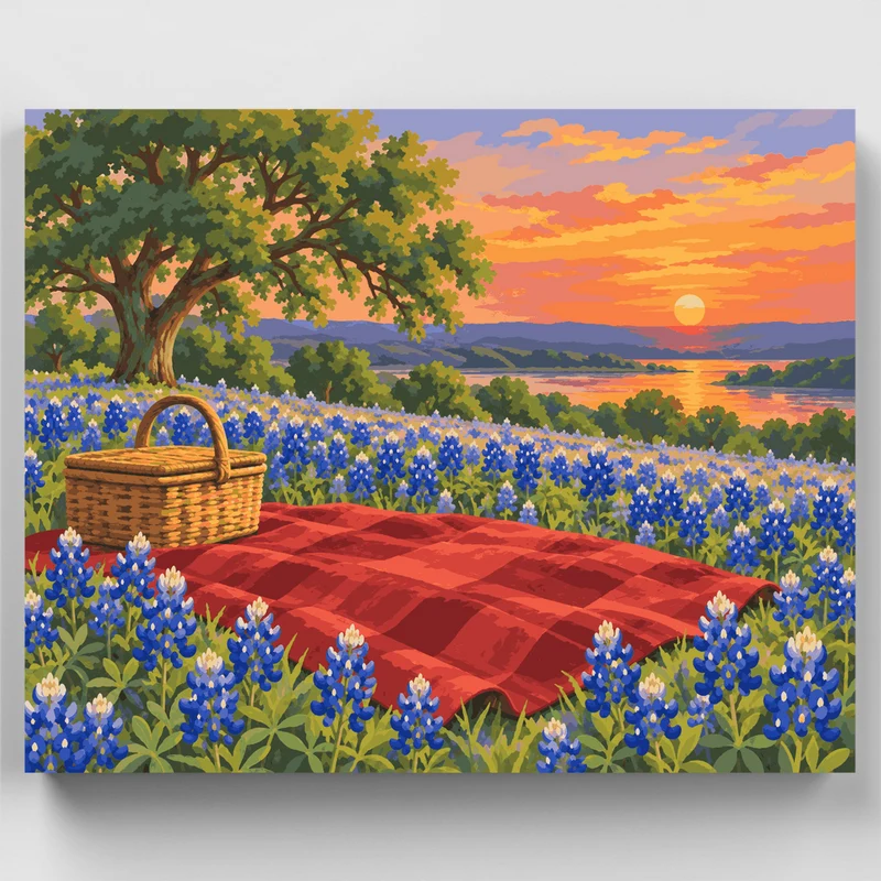 Bluebonnet Picnic Meadow - Paint by Numbers Kit