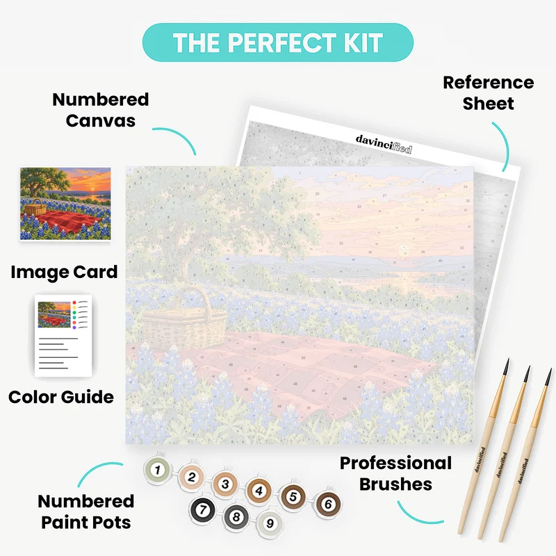 Bluebonnet Picnic Meadow - Paint by Numbers Kit