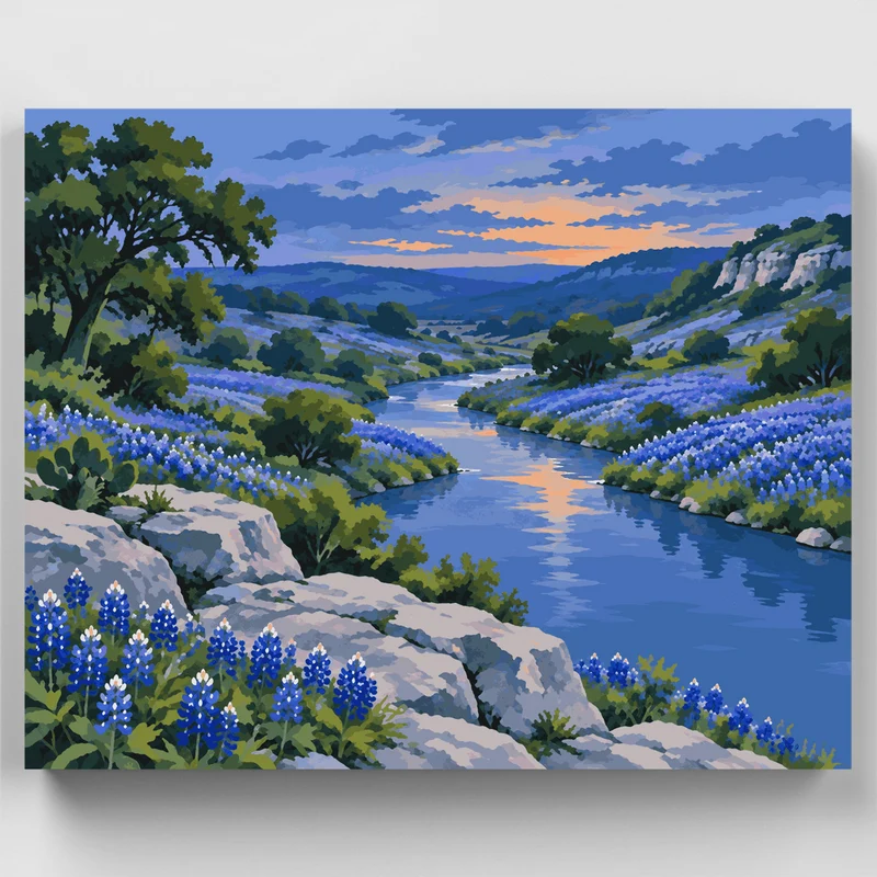 Bluebonnet Creek at Dusk - Paint by Numbers Kit
