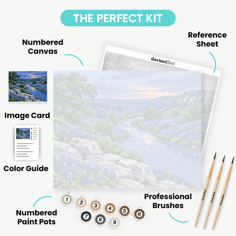 Bluebonnet Creek at Dusk - Paint by Numbers Kit