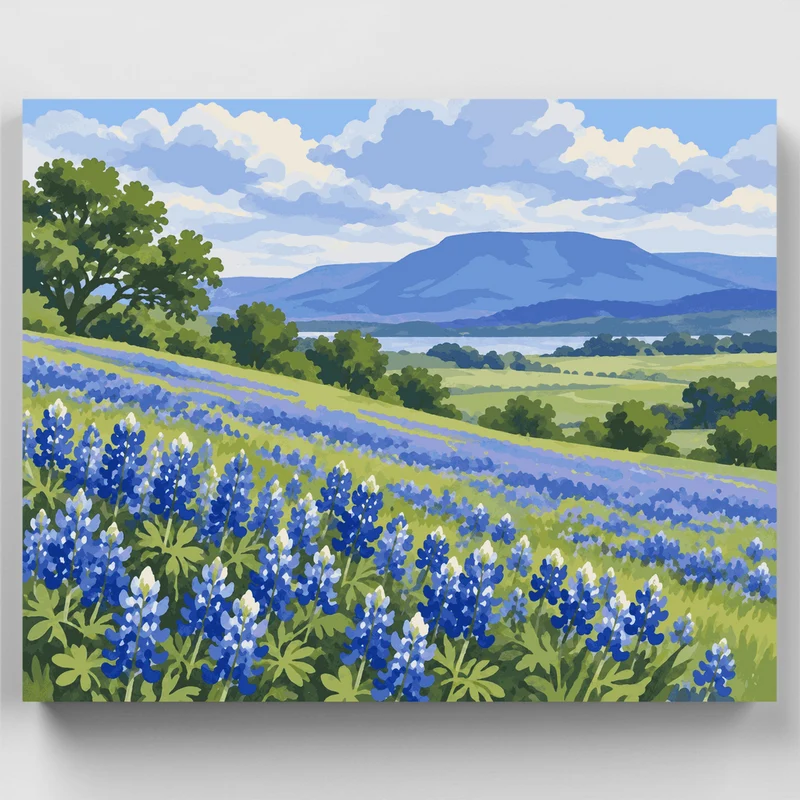 Bluebonnet Meadow Ridge - Paint by Numbers Kit