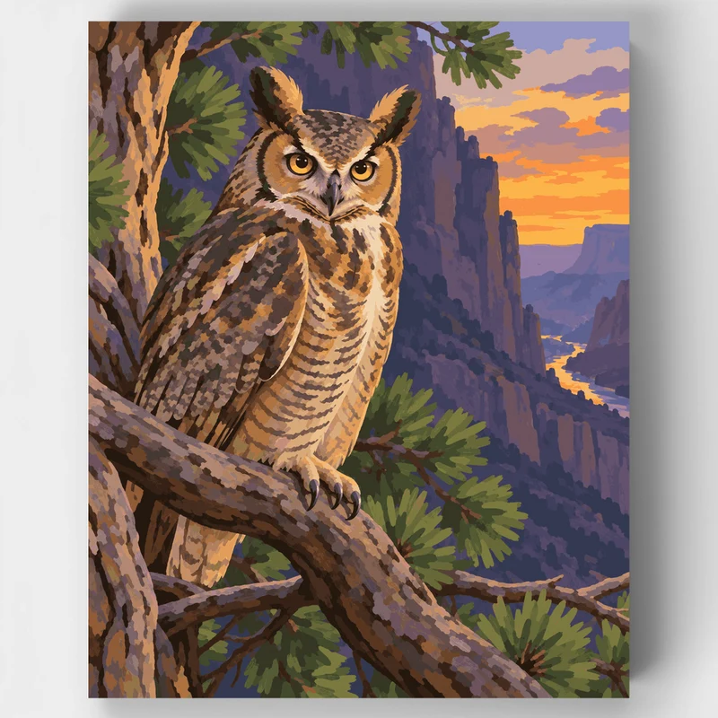 Great Horned Owl Canyon Roost - Paint by Numbers Kit