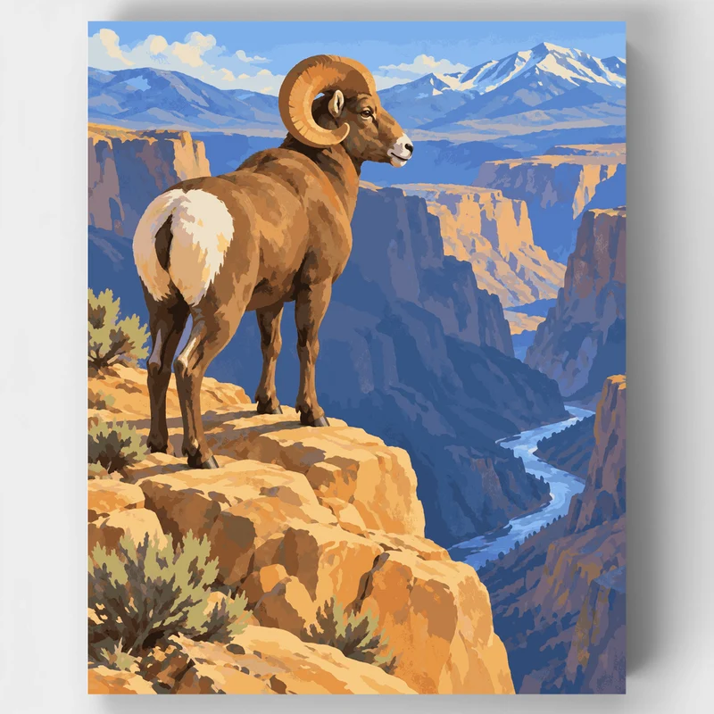 Bighorn Sheep on the Rim - Paint by Numbers Kit