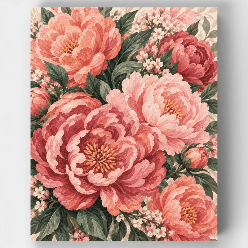 Blooming Peony Bouquet - Paint by Numbers Kit