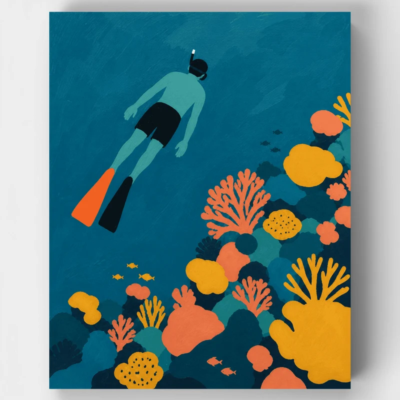 Tangerine Fin Snorkeler - Paint by Numbers Kit