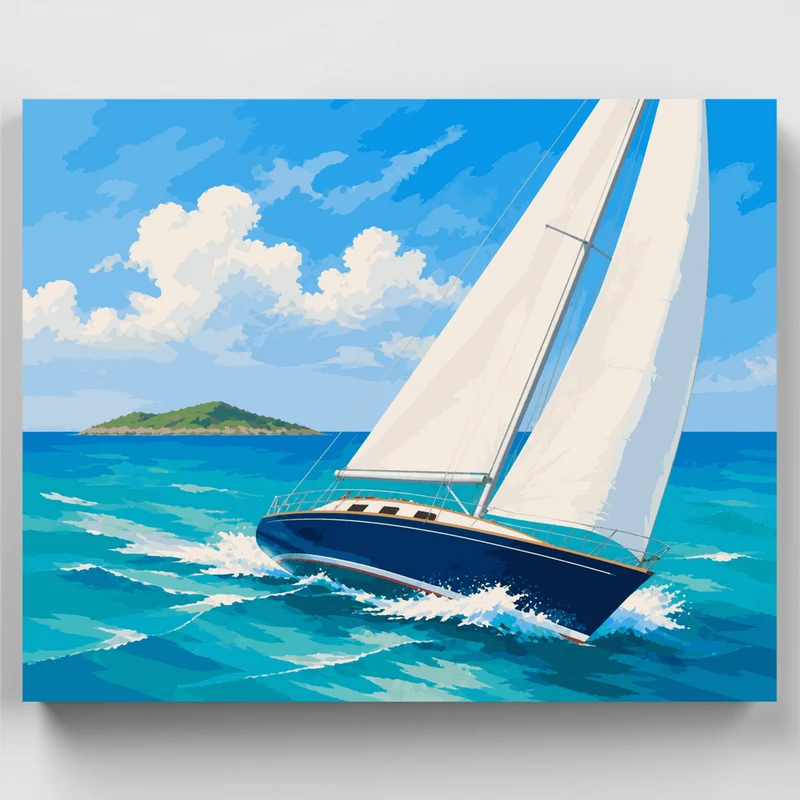 Heeling Sailboat, Biscayne Bay - Paint by Numbers Kit