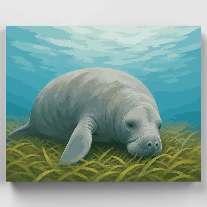 Manatee in the Seagrass - Paint by Numbers Kit