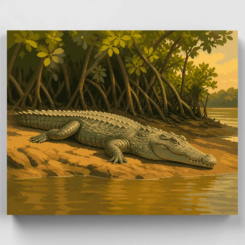 American Crocodile Basking - Paint by Numbers Kit