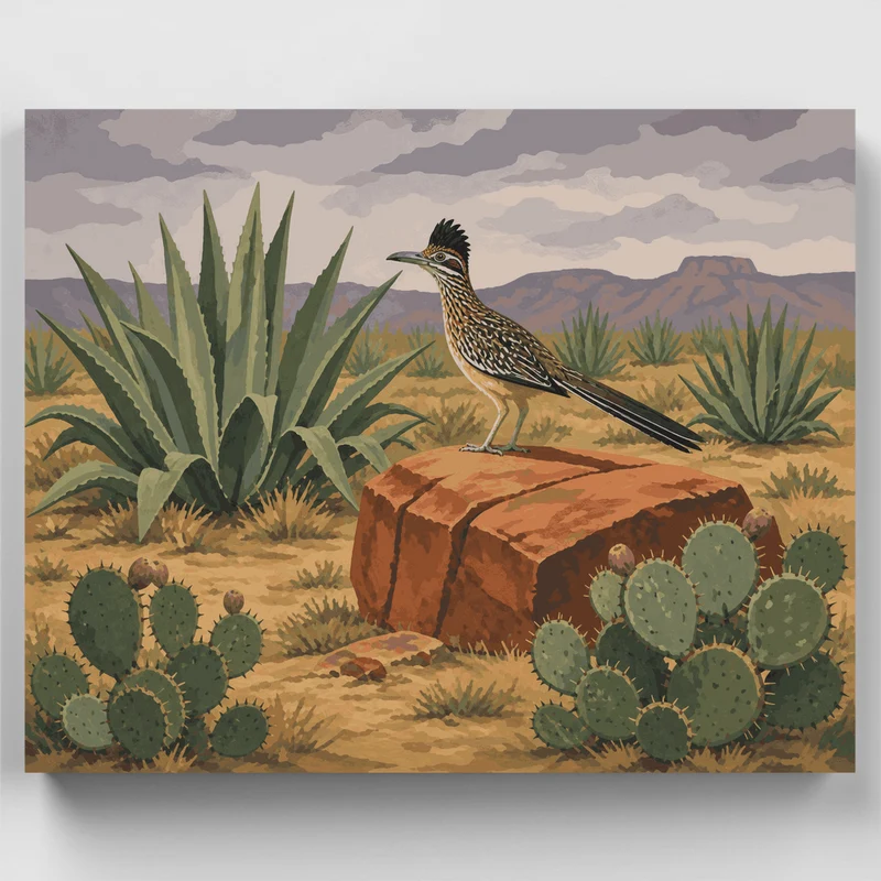 Roadrunner on Red Rock - Paint by Numbers Kit