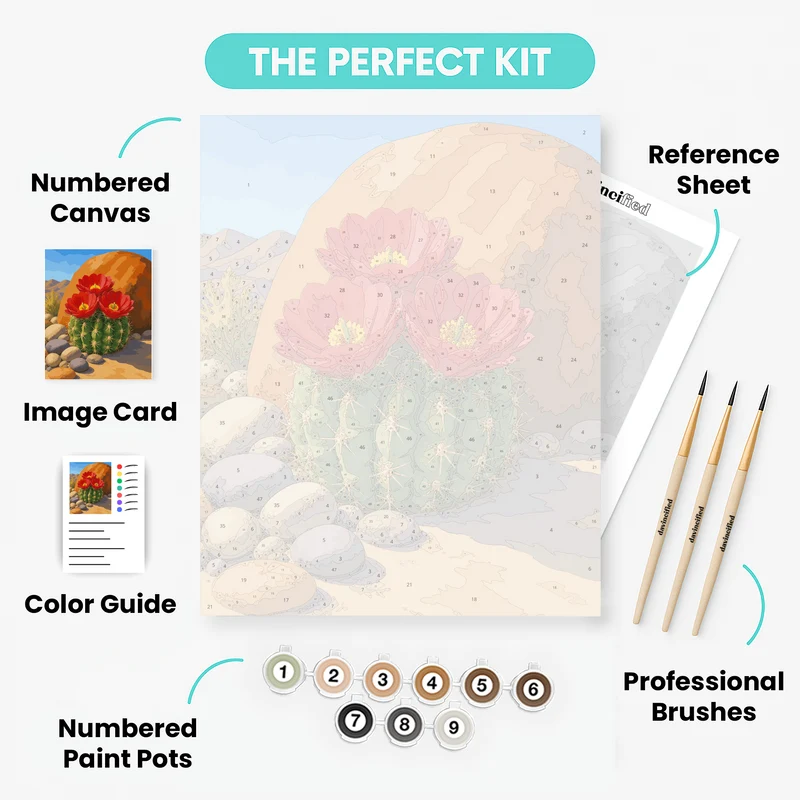 Claret Cup Cactus Bloom - Paint by Numbers Kit