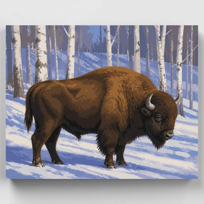 Białowieża Winter Bison - Paint by Numbers Kit