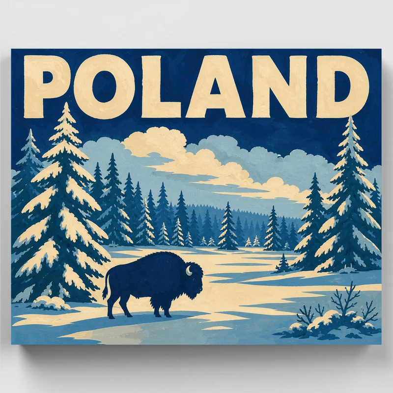 Bison in Białowieża Snow - Paint by Numbers Kit