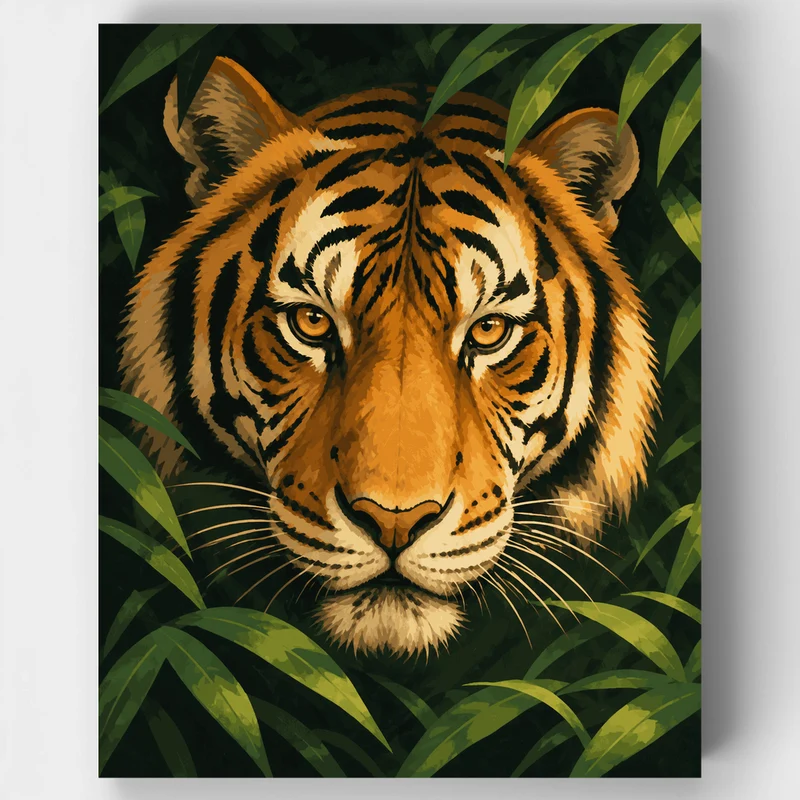 Amber-Eyed Jungle Tiger - Paint by Numbers Kit