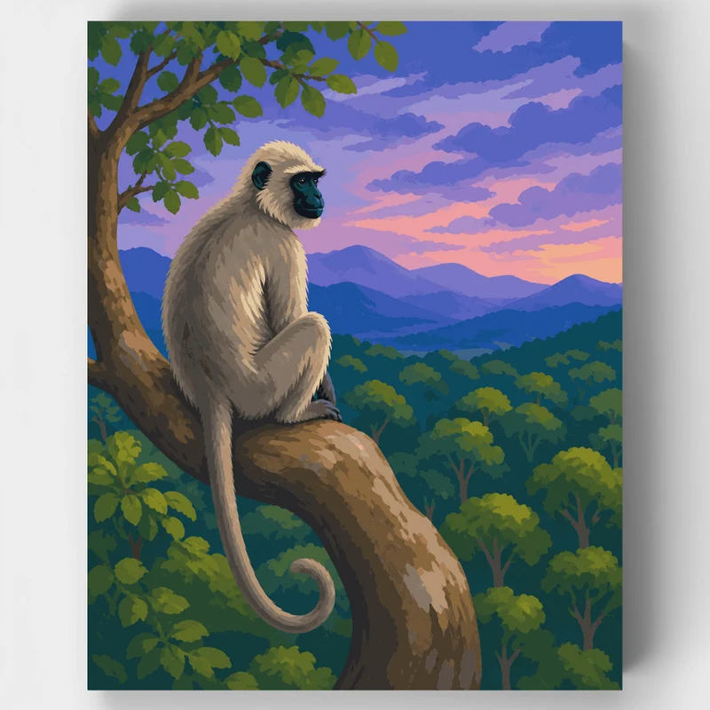 Langur's Twilight Perch - Paint by Numbers Kit