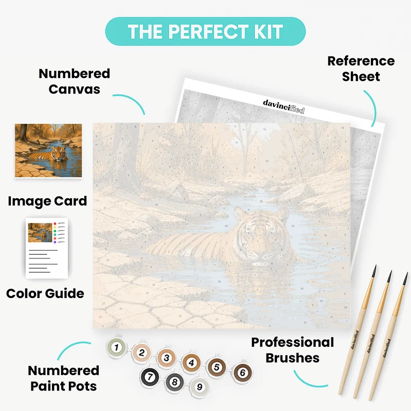 Tiger in the Stream - Paint by Numbers Kit