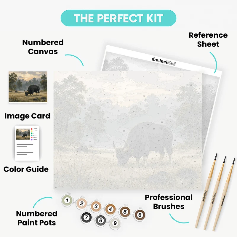 Misty Gaur at Dawn - Paint by Numbers Kit