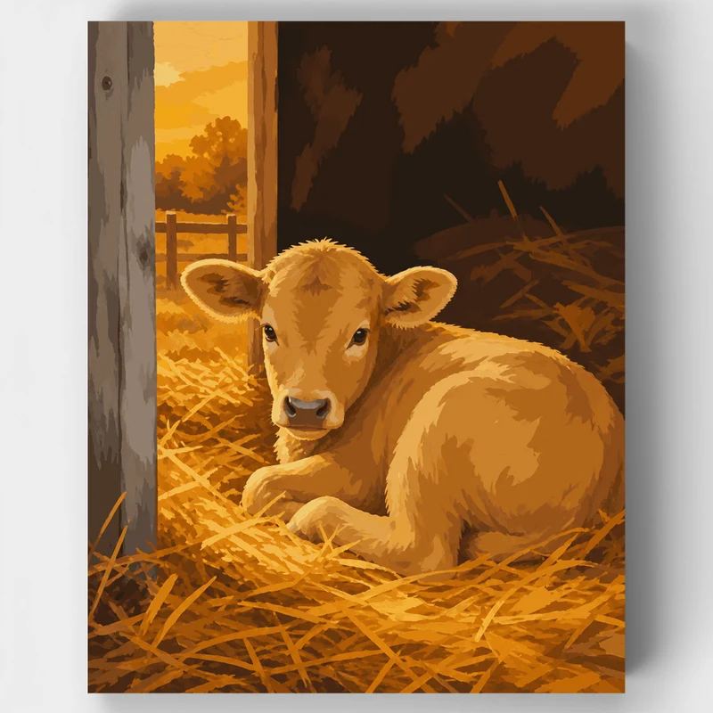 Golden Barn Calf - Paint by Numbers Kit