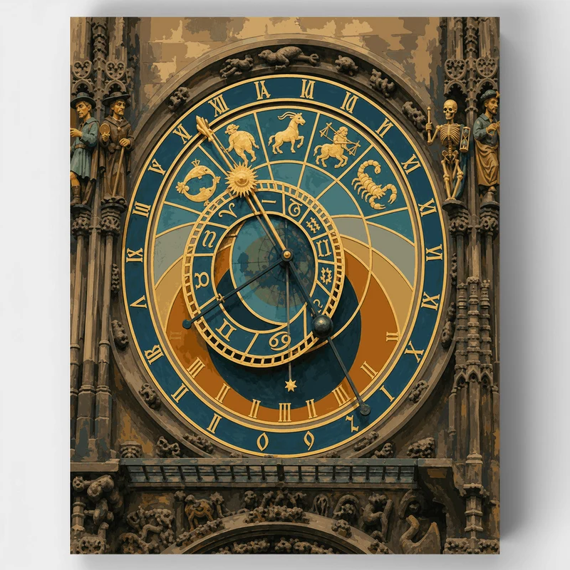 Prague Astronomical Clock - Paint by Numbers Kit