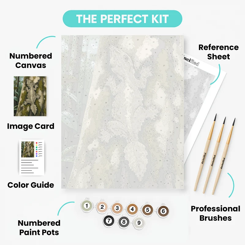 Camouflaged Leaf-Tailed Gecko - Paint by Numbers Kit