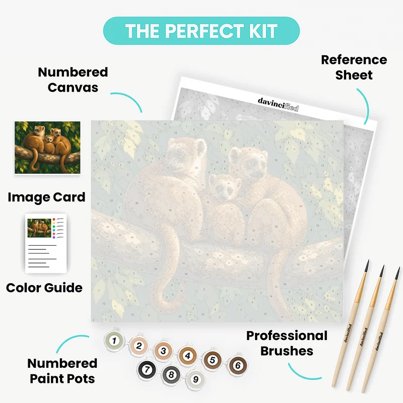 Lemur Family Branch - Paint by Numbers Kit