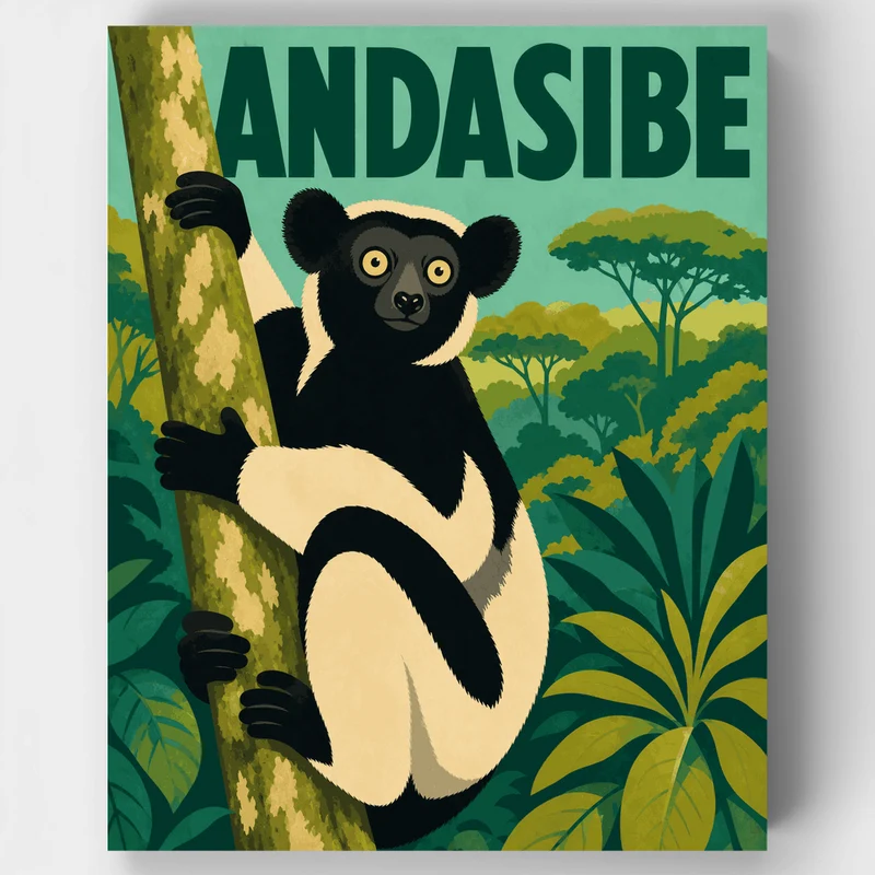 Indri Lemur Trunk - Paint by Numbers Kit