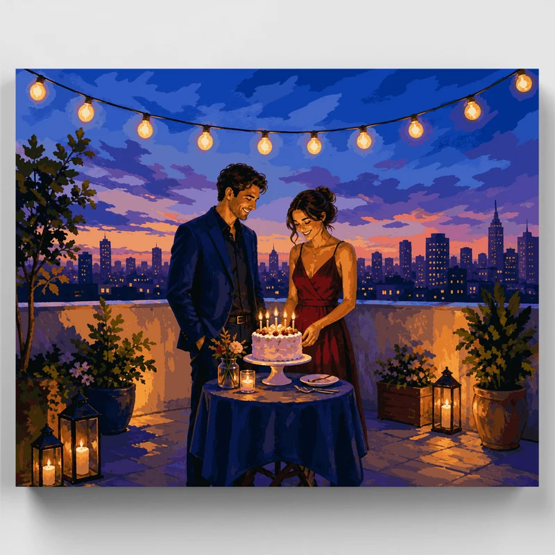Rooftop Birthday Toast - Paint by Numbers Kit