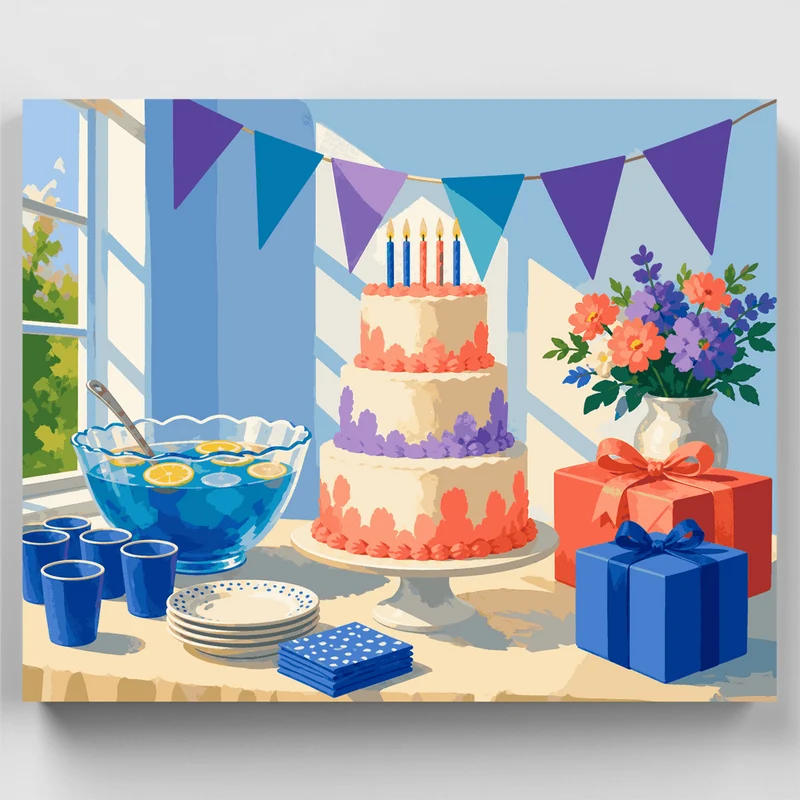 Tiered Birthday Cake - Paint by Numbers Kit