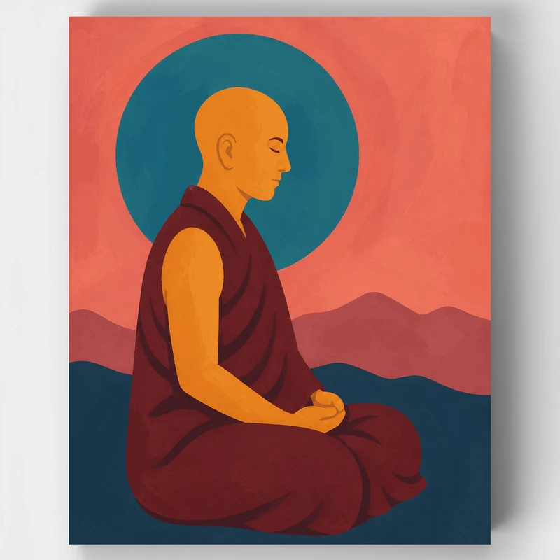 Meditating Monk - Paint by Numbers Kit