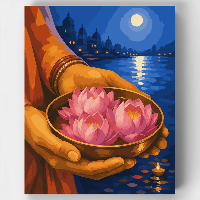 Lotus Offering Bowl - Paint by Numbers Kit