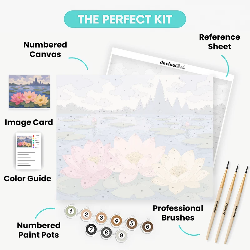 Lotus Temple Pond - Paint by Numbers Kit
