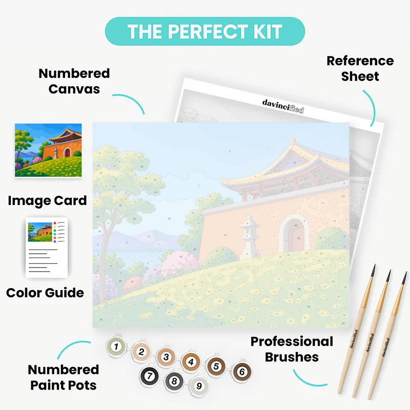 Hillside Temple Gate - Paint by Numbers Kit