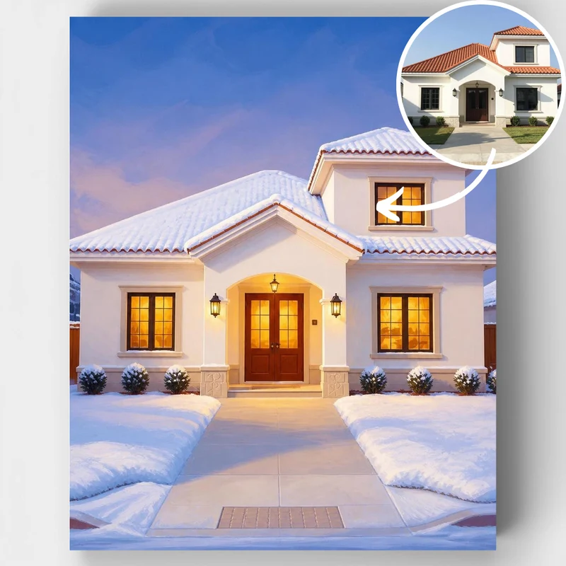 Winter Home Through the Seasons - Custom Paint by Numbers Kit