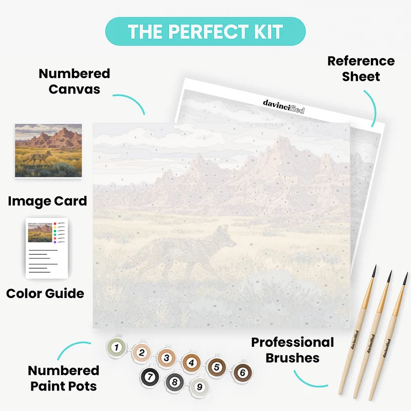Coyote at Badlands - Paint by Numbers Kit