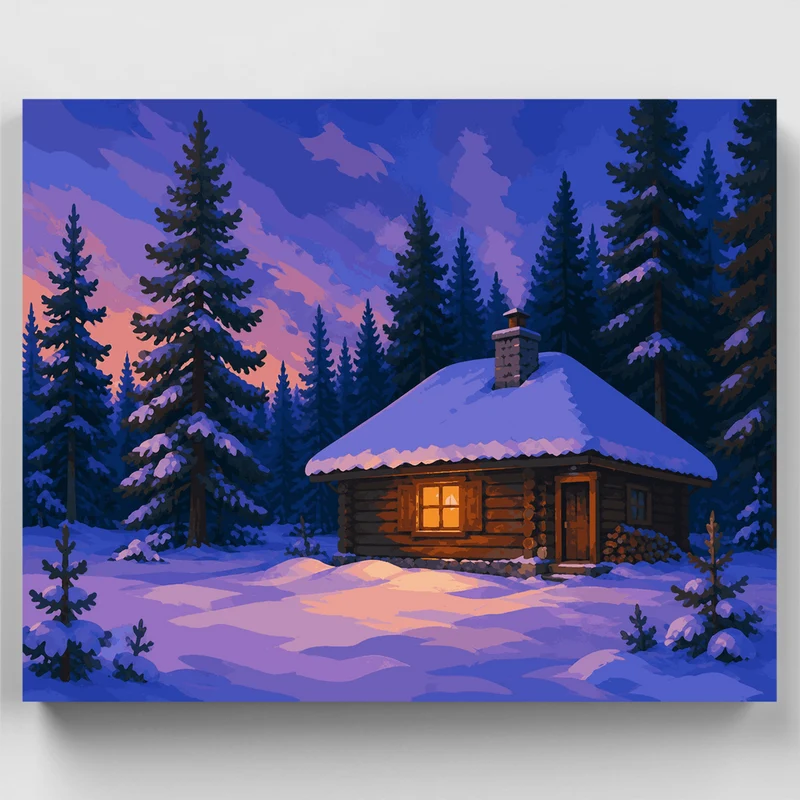 Forester's Hut at Dusk - Paint by Numbers Kit