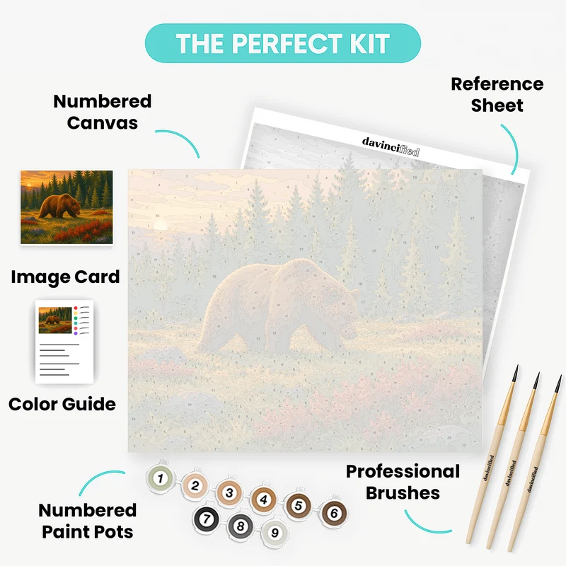Bavarian Forest Bear at Sunset - Paint by Numbers Kit