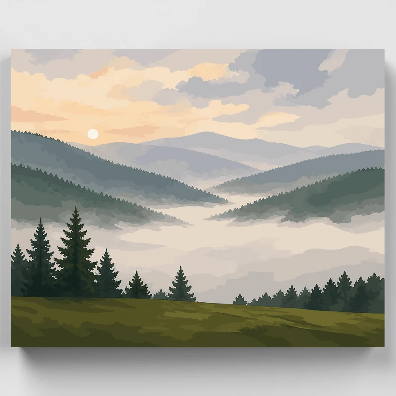 Misty Bavarian Ridges - Paint by Numbers Kit