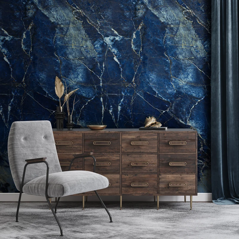 Revêtement Element 3D Marbre bleu brillant