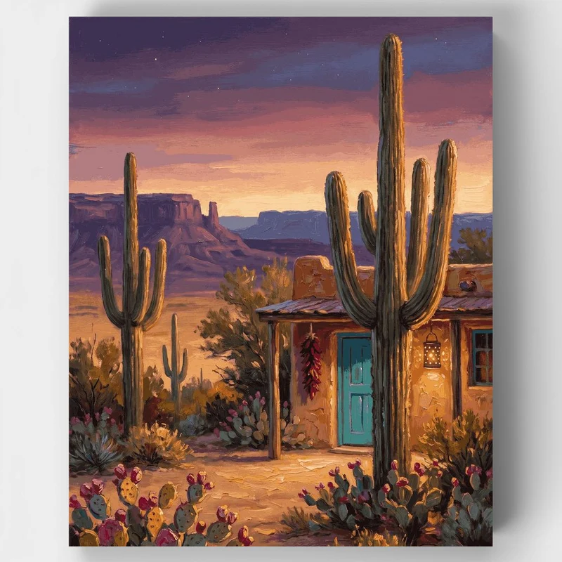 "Adobe Casita at Desert Dusk" Paint by Numbers Kit