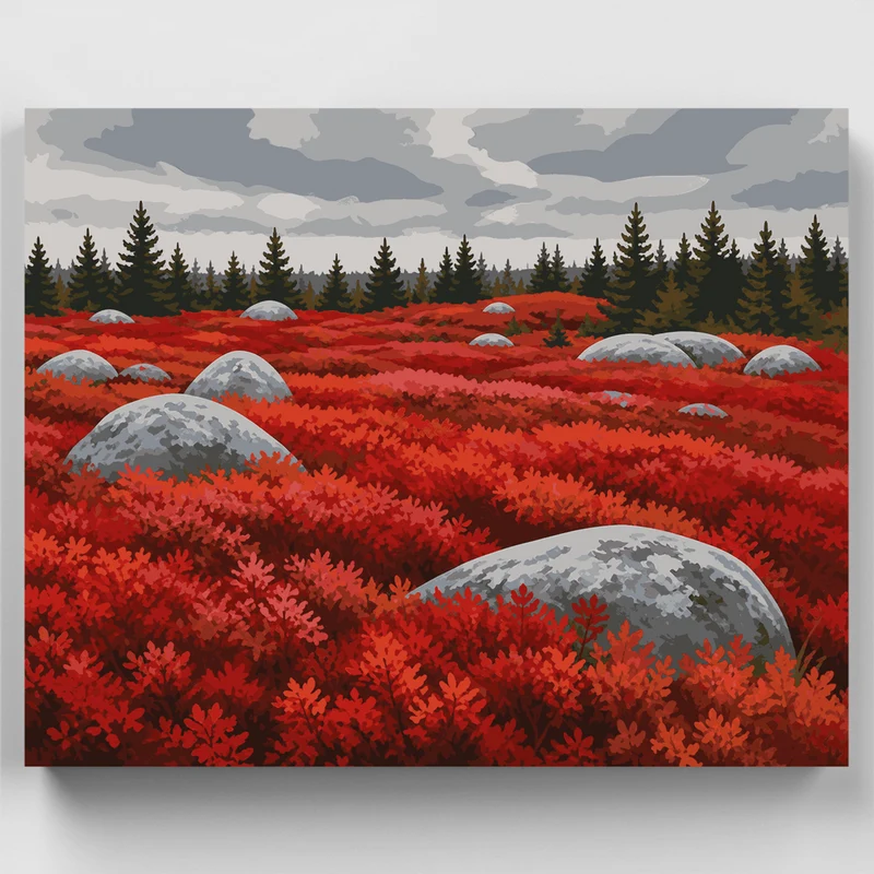 Crimson Blueberry Barrens - Paint by Numbers Kit