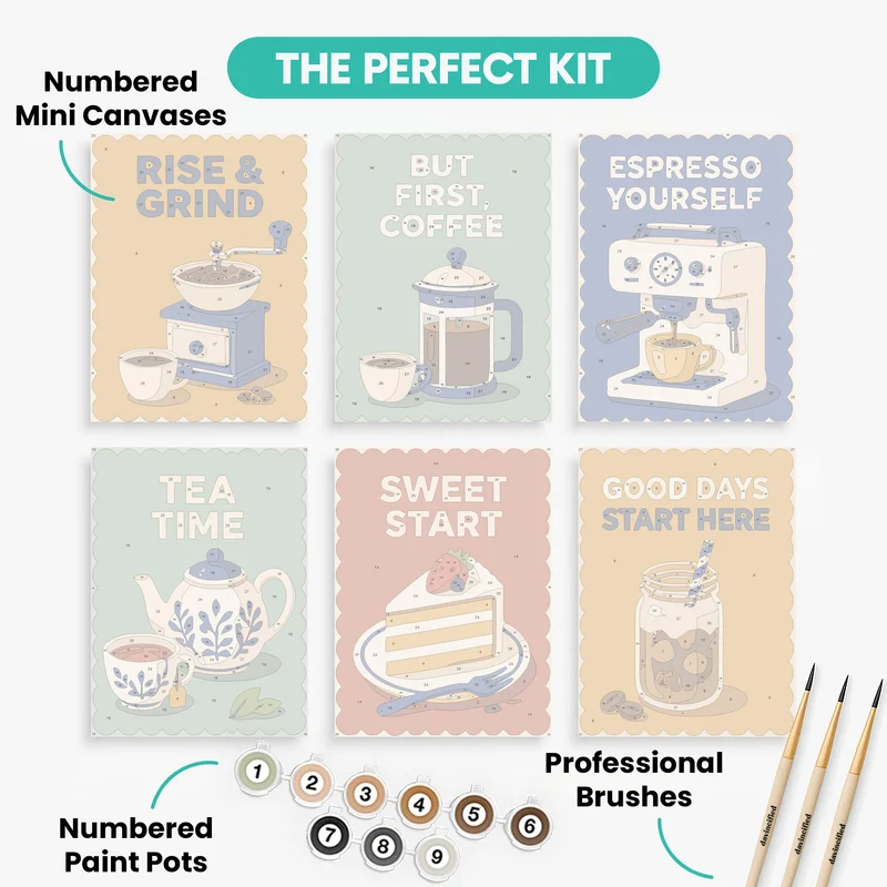 Coffee & Tea Cafe - Mini Paint by Numbers Set
