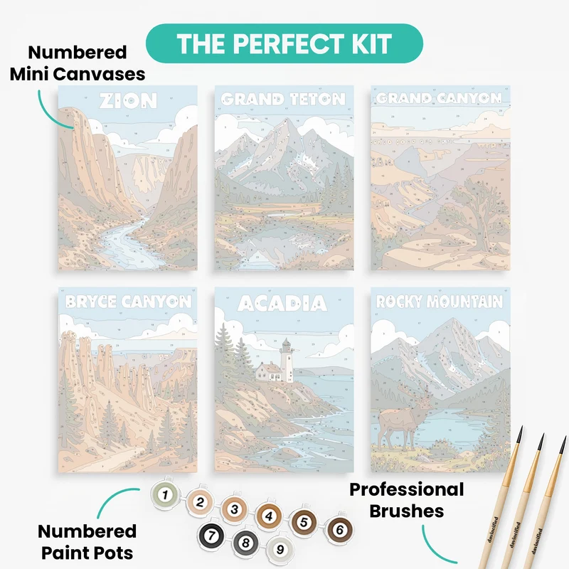 National Parks USA - Mini Paint by Numbers Set