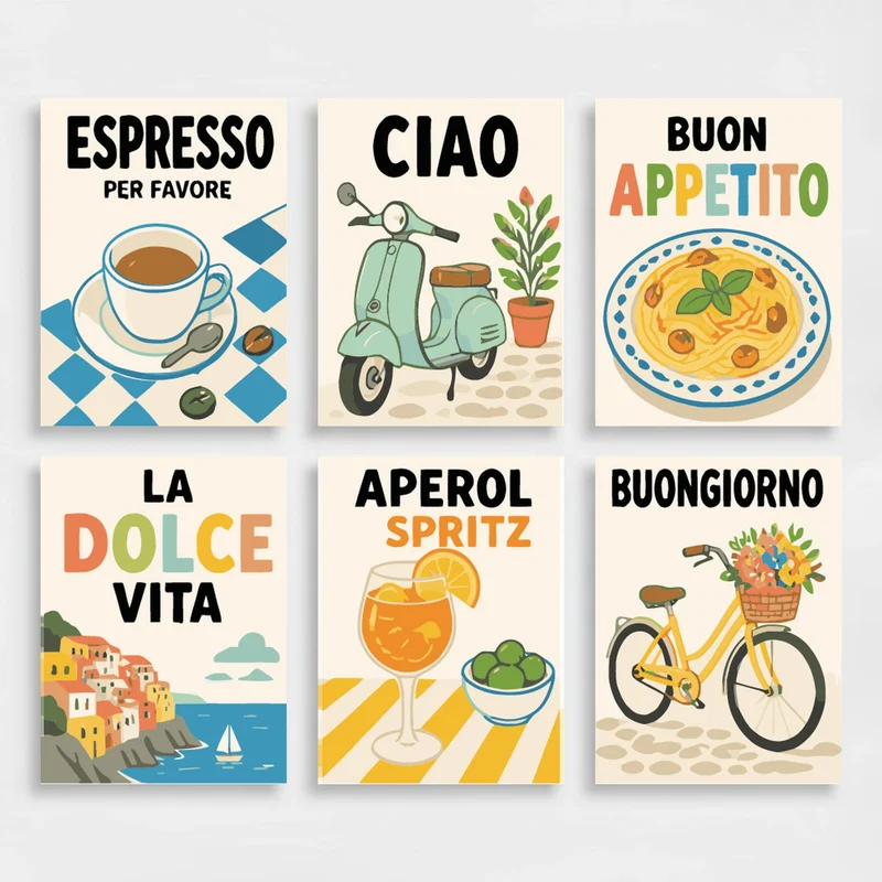 Italian Cafe Vibes - Mini Paint by Numbers Set