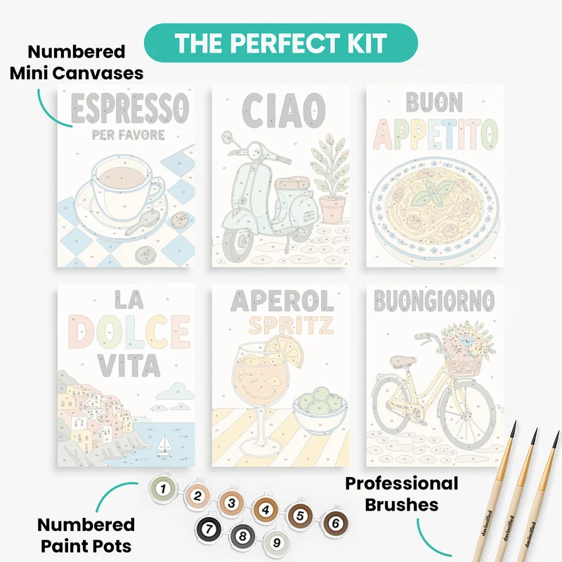 Italian Cafe Vibes - Mini Paint by Numbers Set